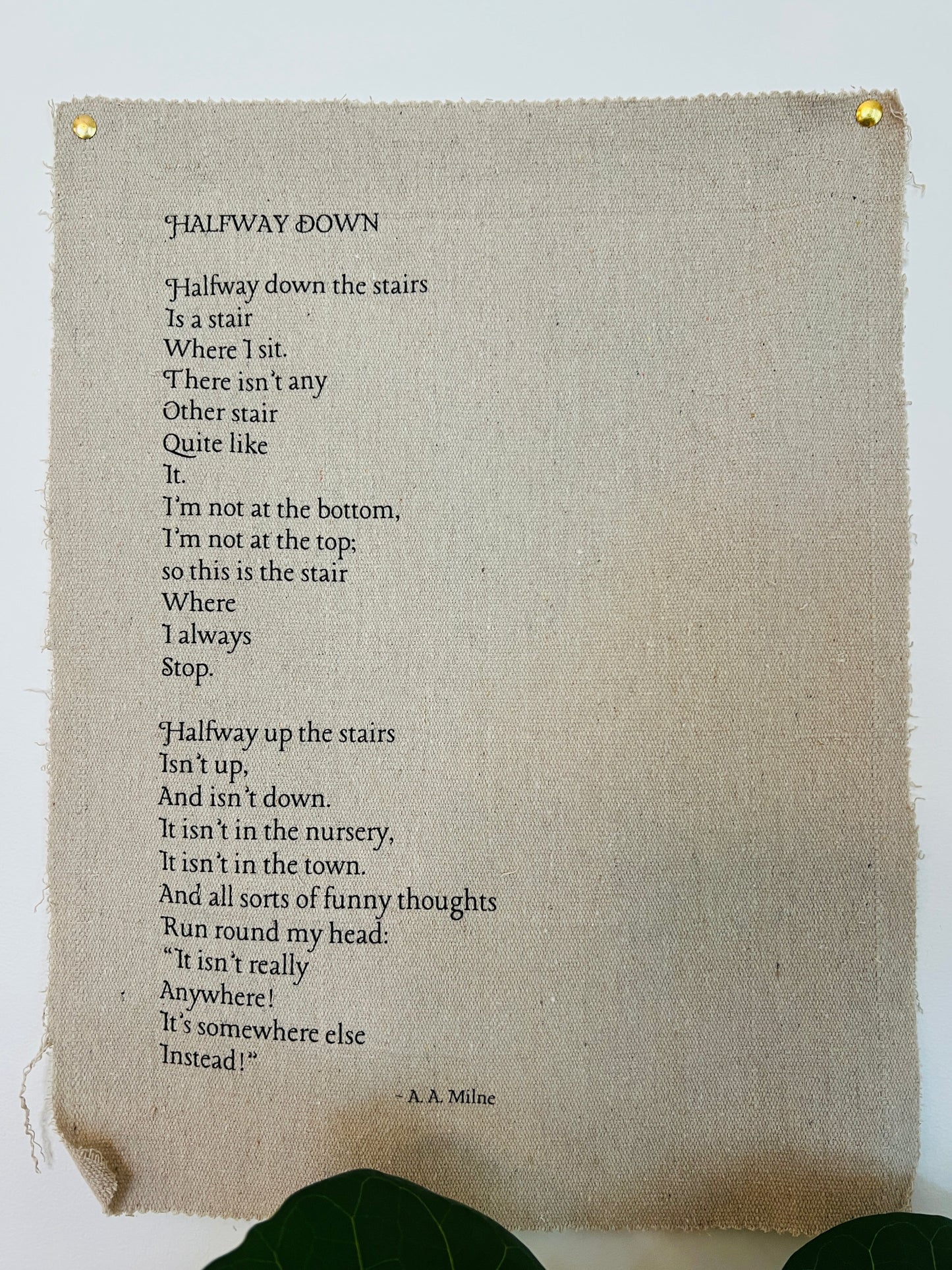 Halfway Down - A. A. Milne - Fabric Wall Hanging