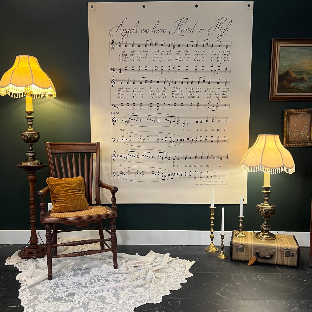Angels We Have Heard on High hymn wall art Christmas backdrop