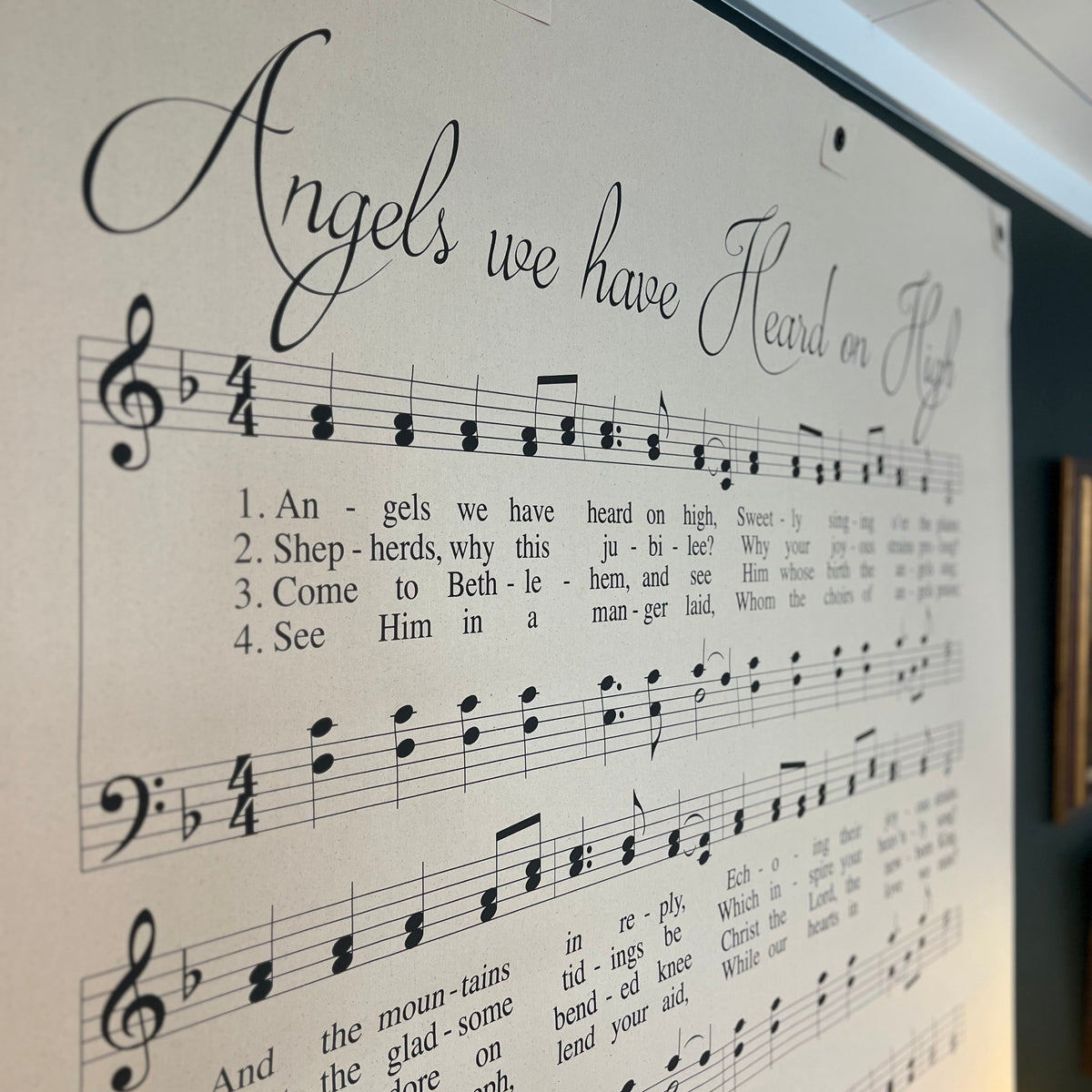 Angels We Have Heard on High Christmas wall hanging for church decor