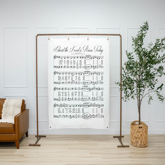 Christ the Lord Is Risen Today hymn wall art displayed as Easter church decor