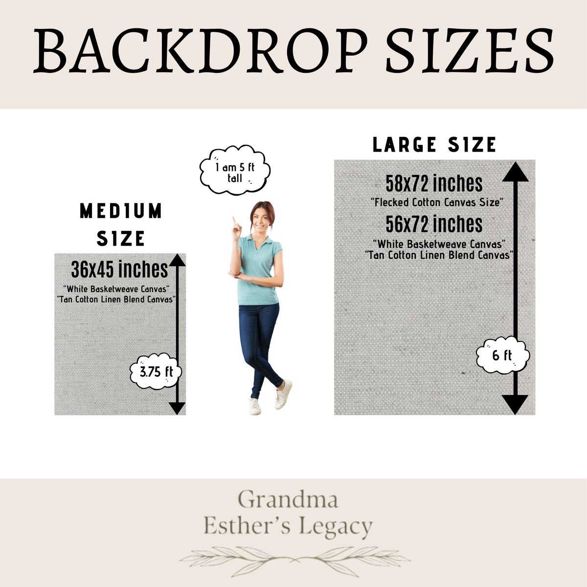 Backdrop sizes.